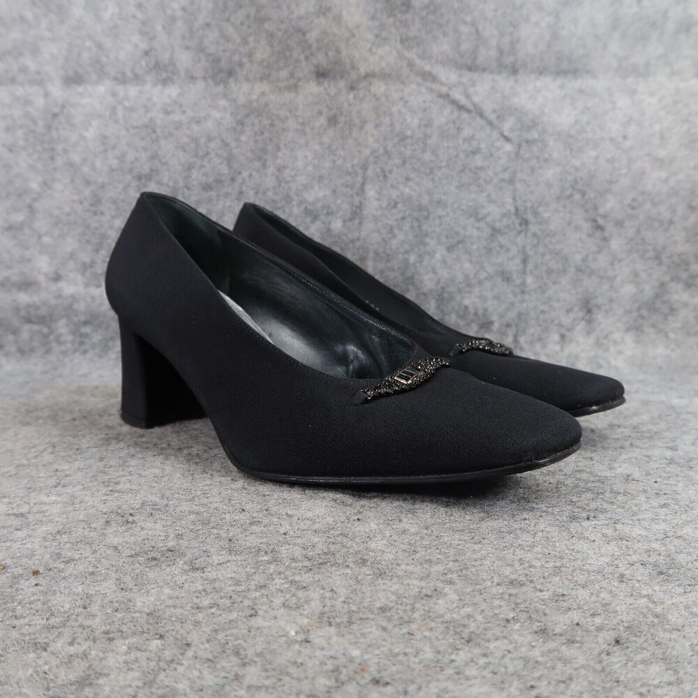 Stuart Weitzman Shoes Womens 7 Pumps Classic Black Formal Block Heel Square Toe